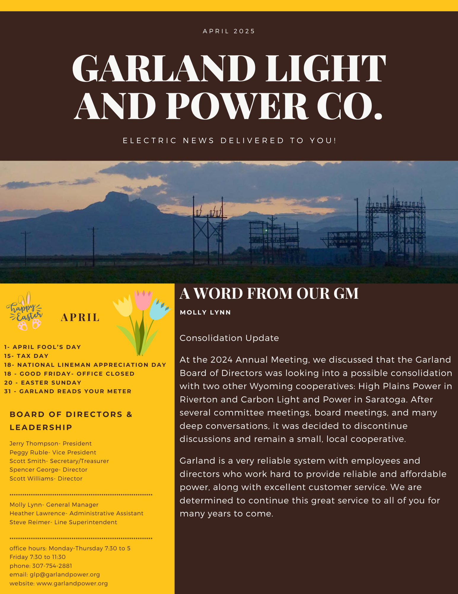 April 2025 Newsletter Front Page