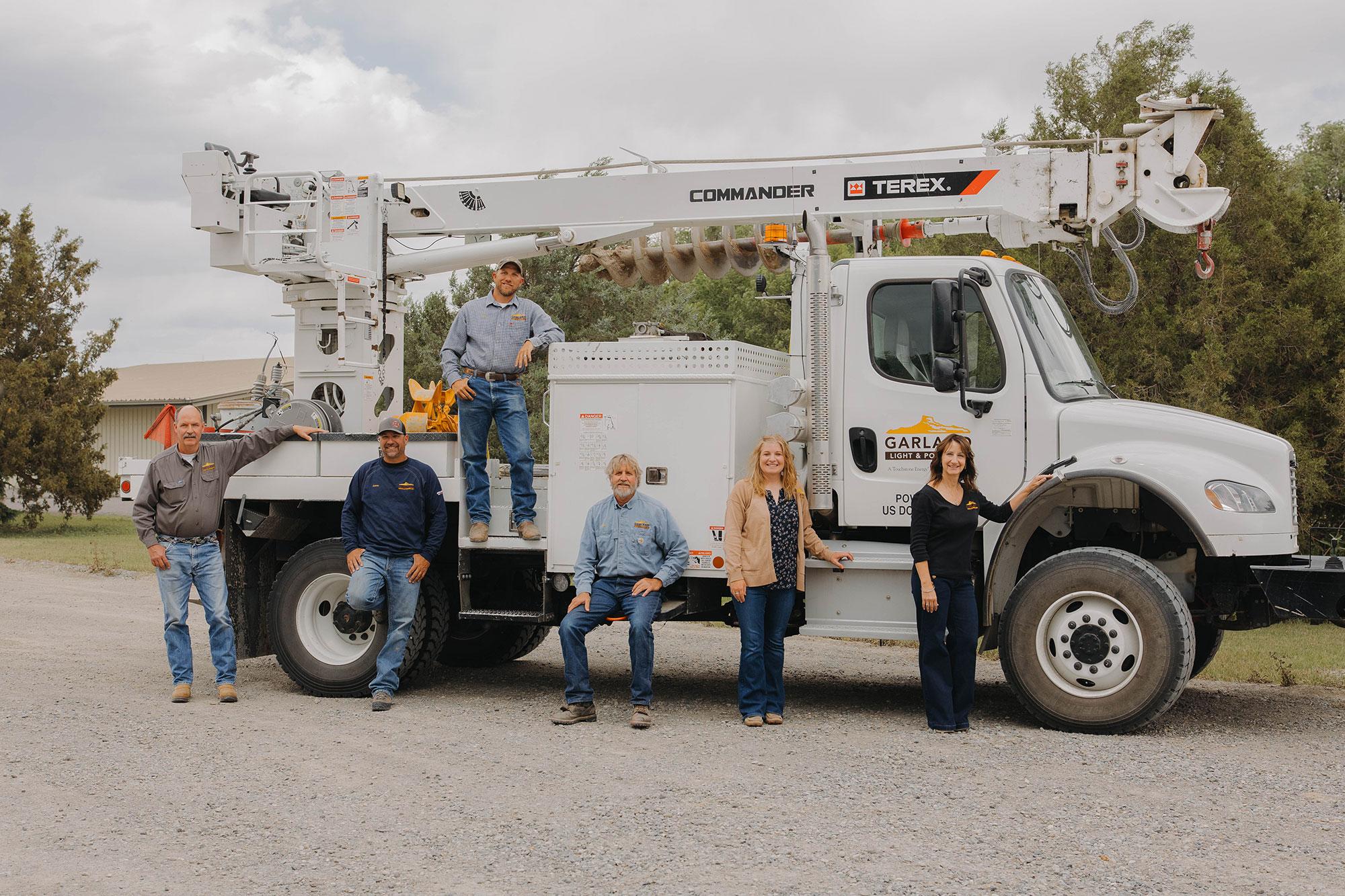 bucket truck and employees